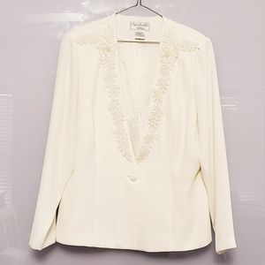 Che Studio Cream/Ivory Sequins Skirt Suit Size 12